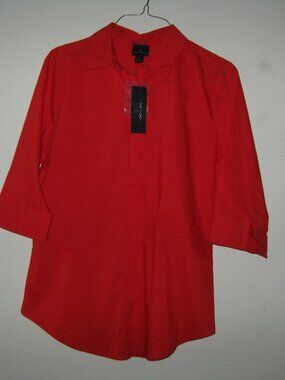 Worthington Women's 3/4 Sleeve Button Up Shirt Small Fiery Red NWT was $30 (1685